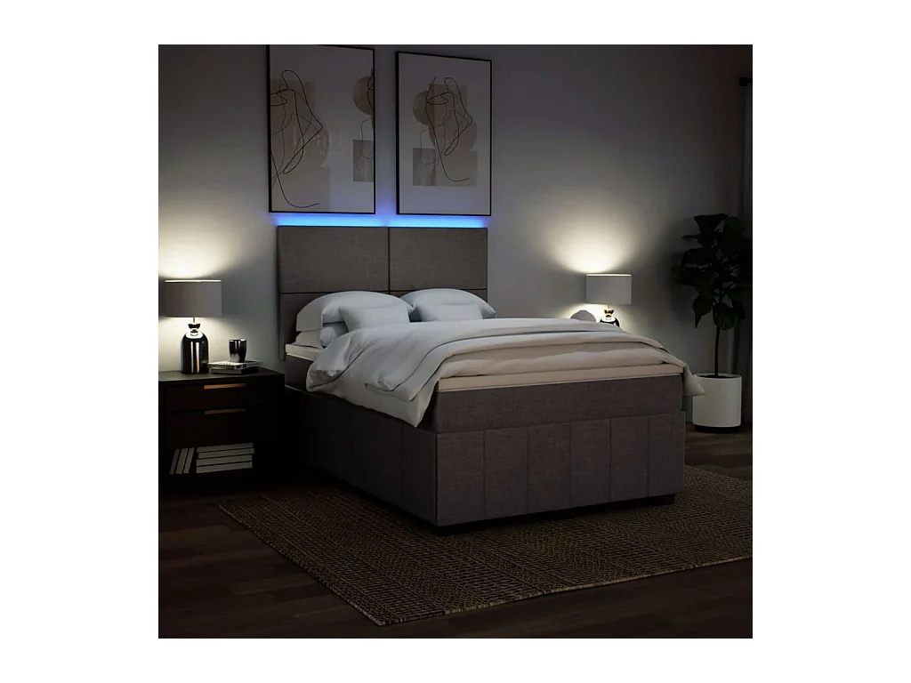 Sommier à lattes de lit avec matelas Taupe 160x200 cm Tissu