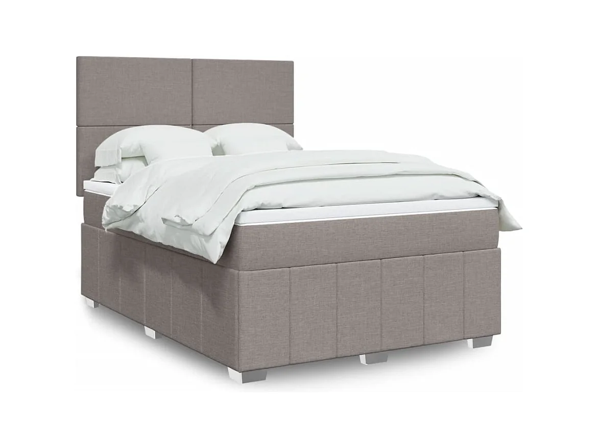 Sommier à lattes de lit avec matelas Taupe 160x200 cm Tissu