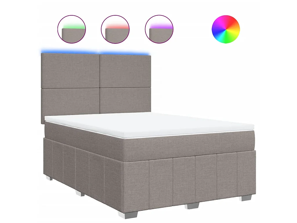 Sommier à lattes de lit avec matelas Taupe 160x200 cm Tissu