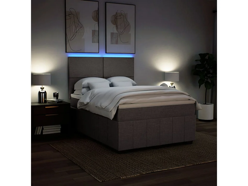 Sommier à lattes de lit avec matelas Taupe 160x200 cm Tissu