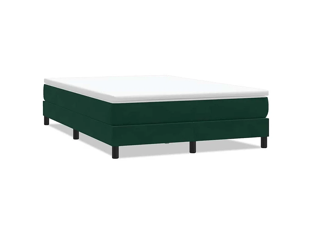 Cama box spring sin colchón verde oscuro terciopelo 160x220 cm