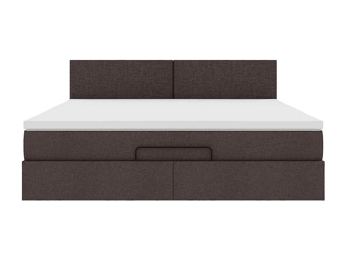 Lit ottoman avec matelas et LED Marron foncé 180x200 cm tissu