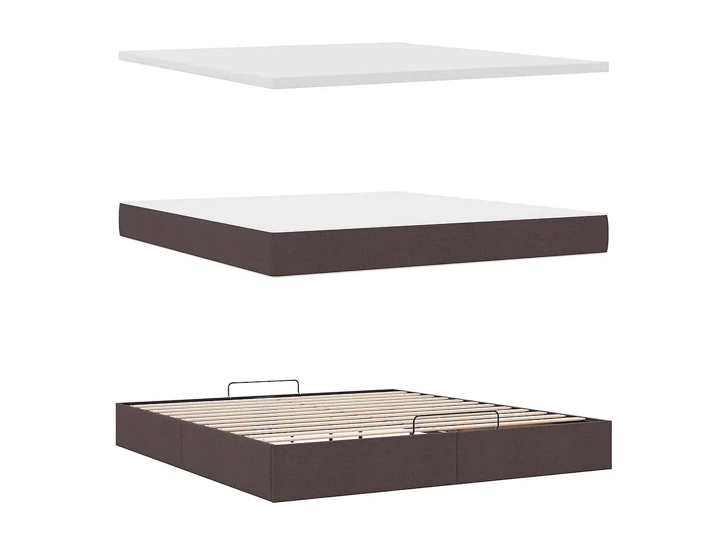 Lit ottoman avec matelas et LED Marron foncé 180x200 cm tissu