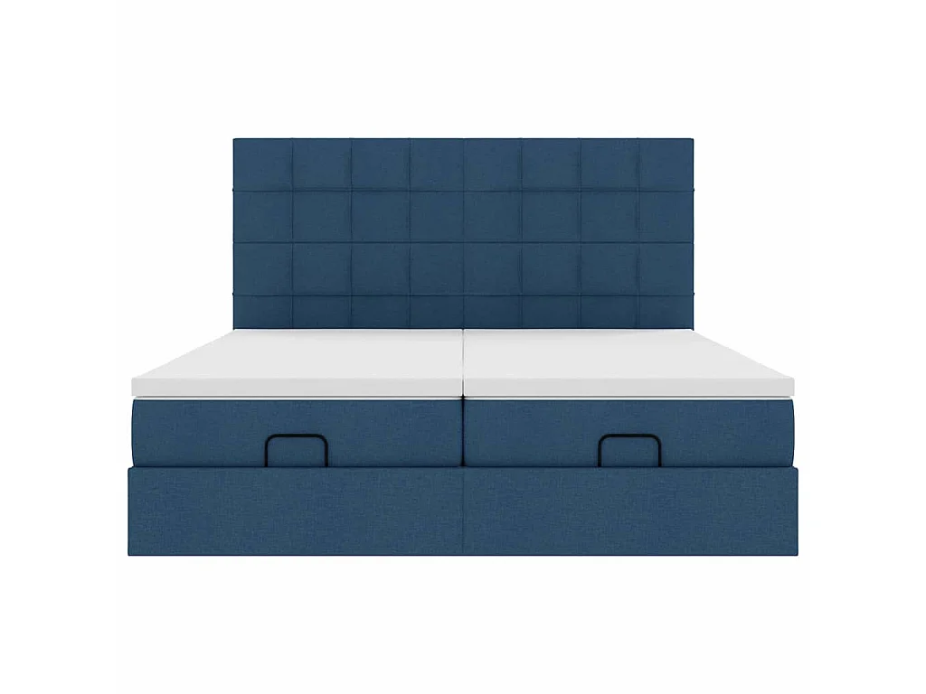 Estrutura de cama otomana com colchões 180x200cm tecido azul