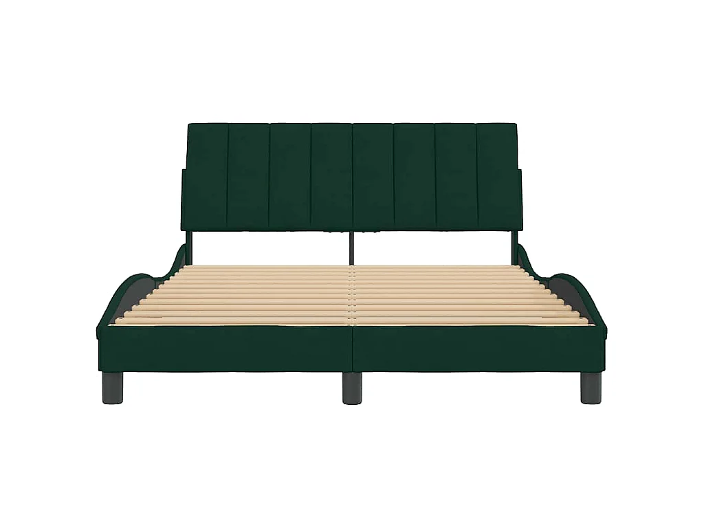 Cadre de lit sans matelas Hanko vert foncé 140x190 cm velours