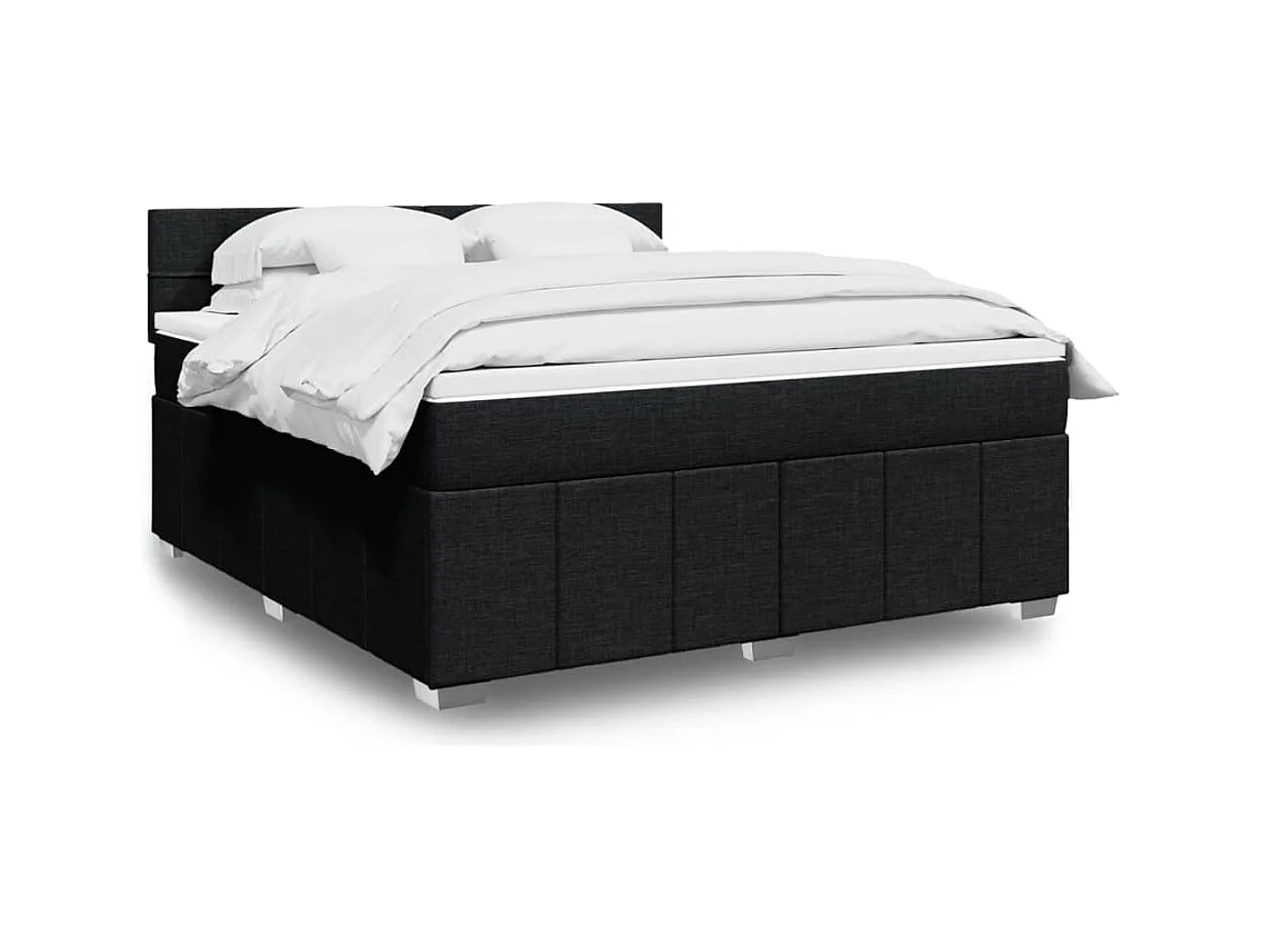 Sommier à lattes de lit avec matelas Noir 180x200 cm Tissu