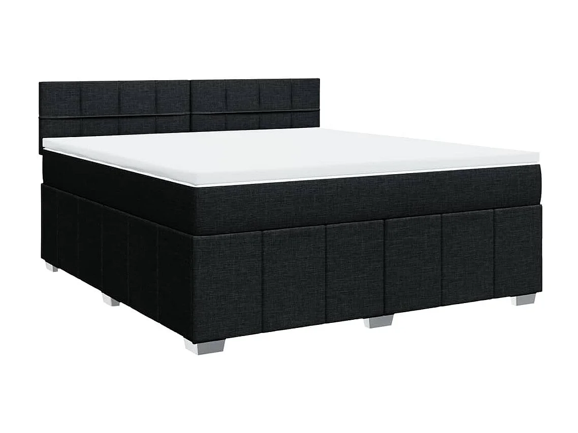 Sommier à lattes de lit avec matelas Noir 180x200 cm Tissu