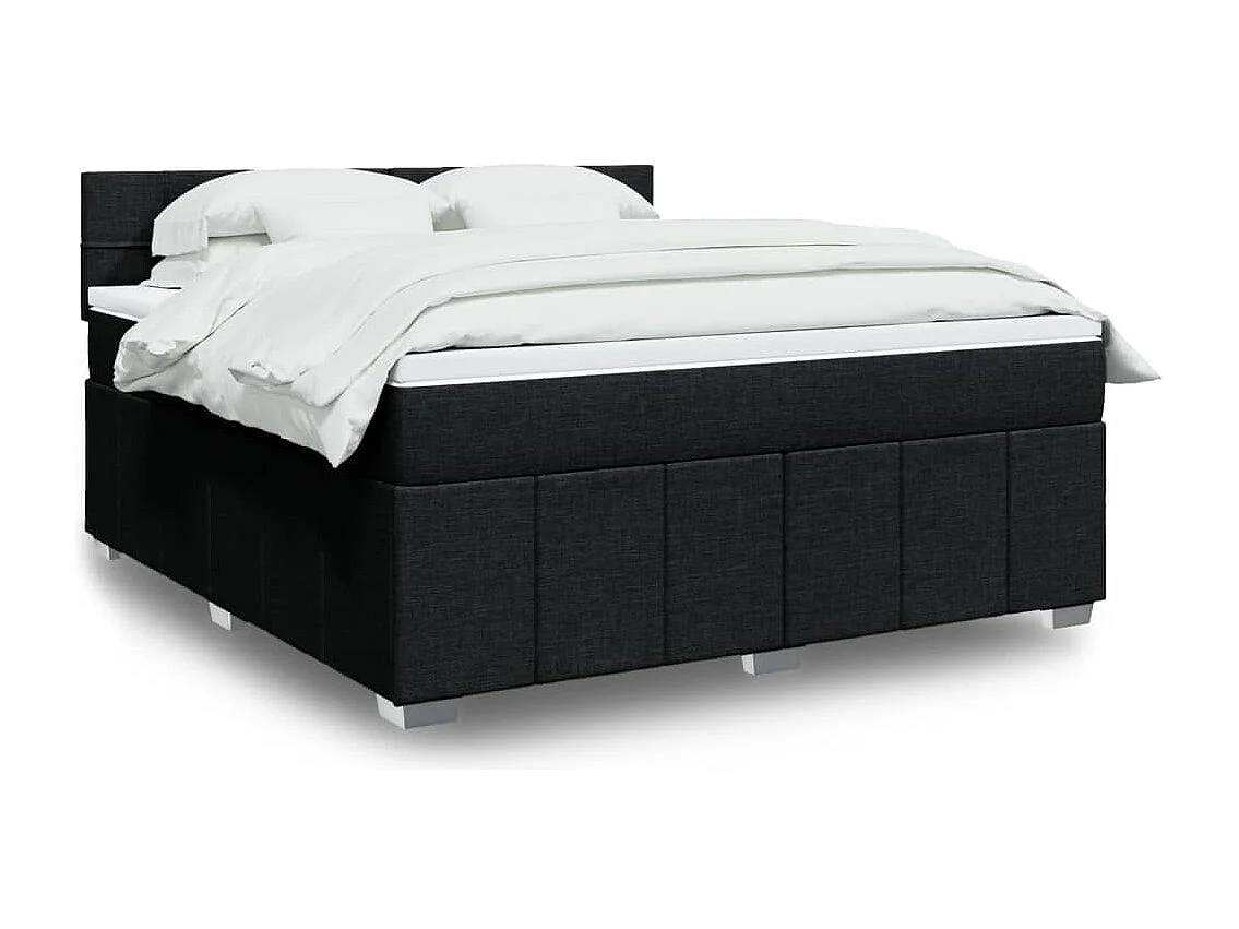 Sommier à lattes de lit avec matelas Noir 180x200 cm Tissu