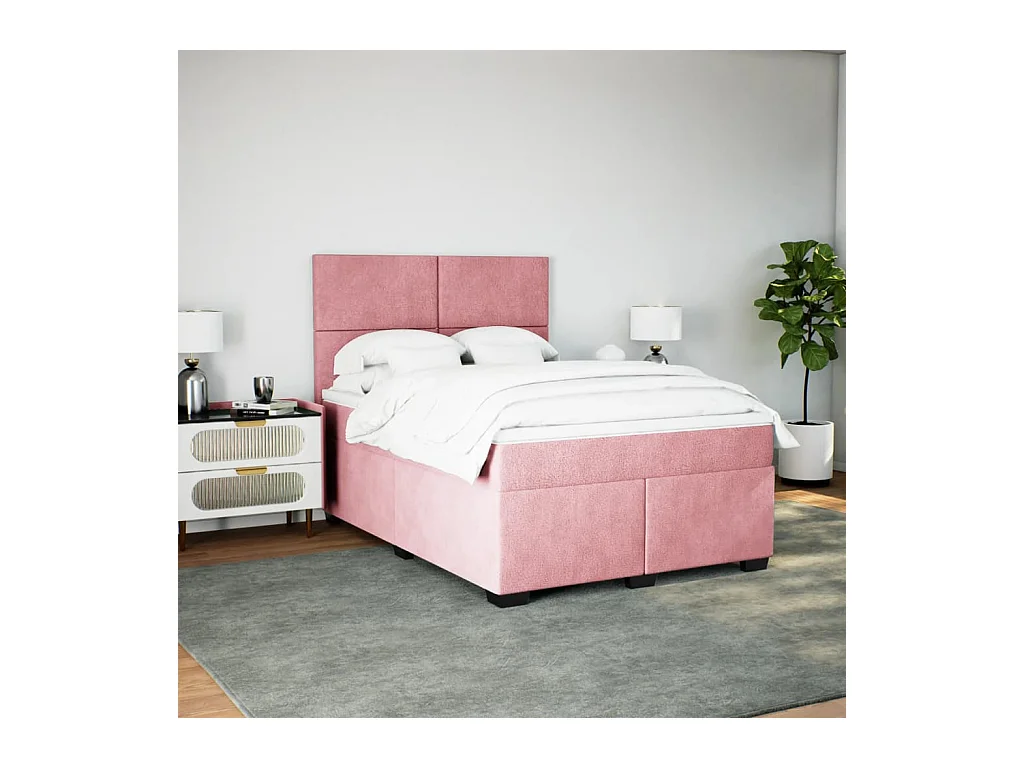 Sommier à lattes de lit avec matelas Rose 140x200 cm Velours