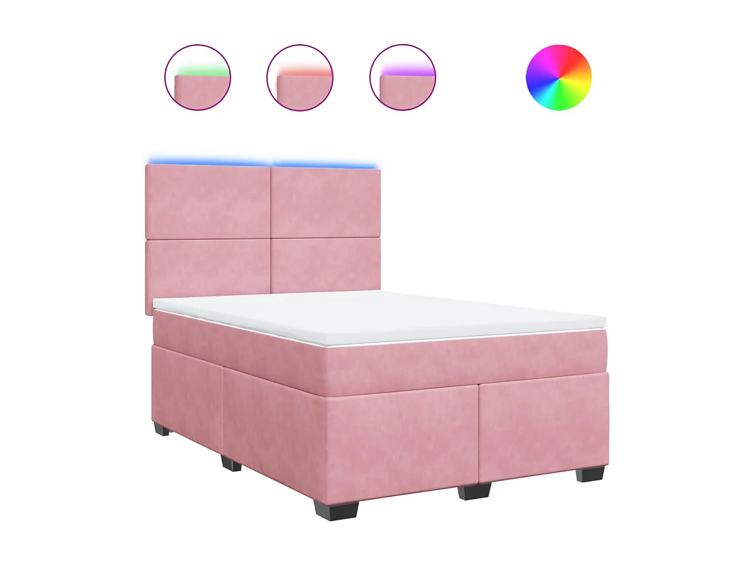 Cama box spring con colchón terciopelo rosa 140x200 cm