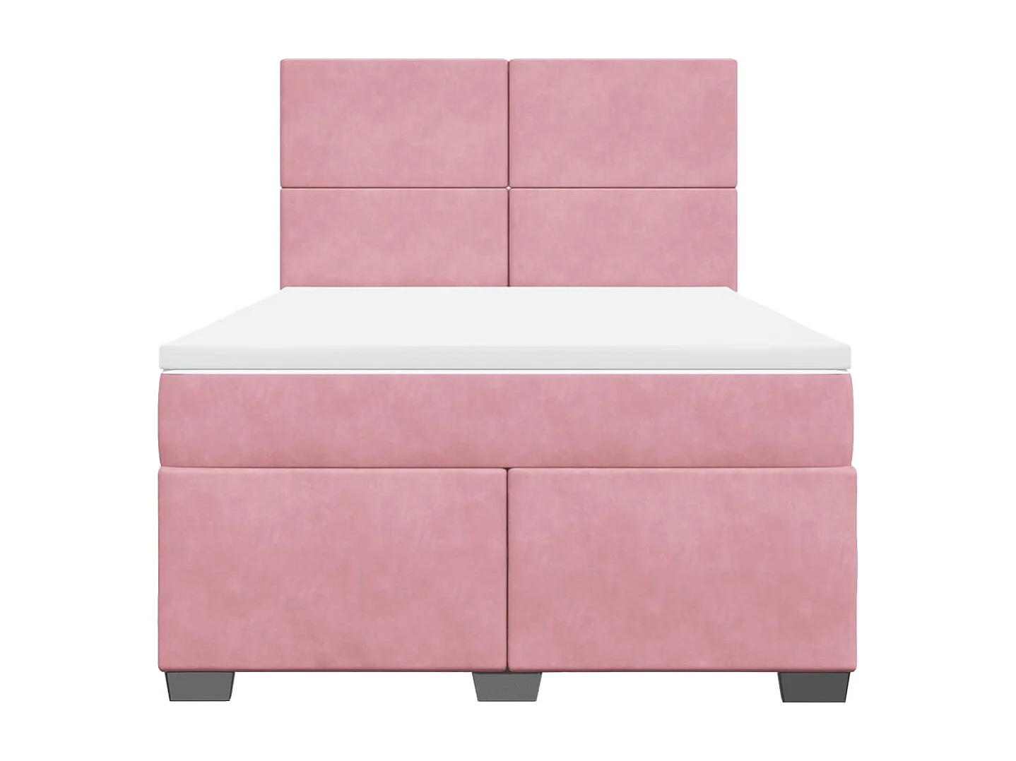 Cama box spring con colchón terciopelo rosa 140x200 cm