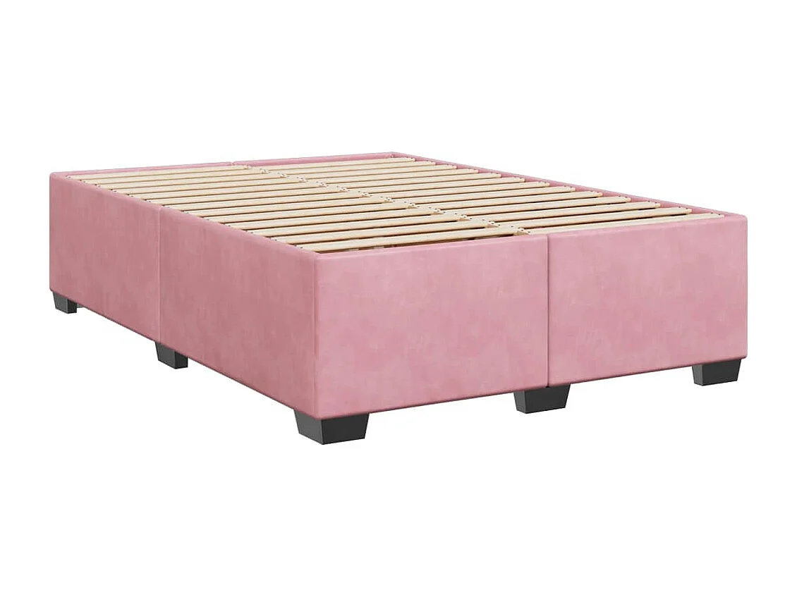 Cama box spring con colchón terciopelo rosa 140x200 cm