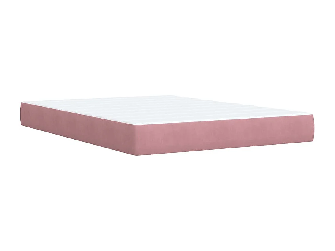 Cama box spring con colchón terciopelo rosa 140x200 cm