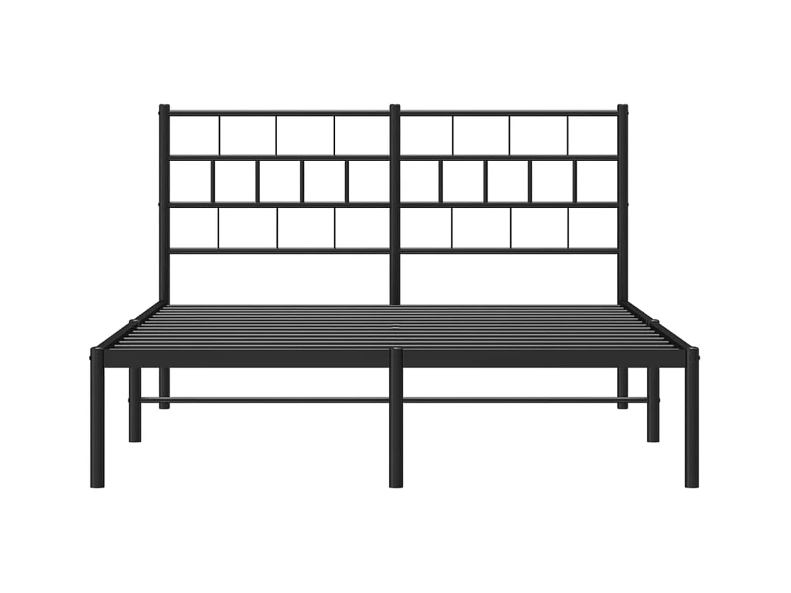Cadre de lit métal sans matelas et tête de lit noir 160x200 cm