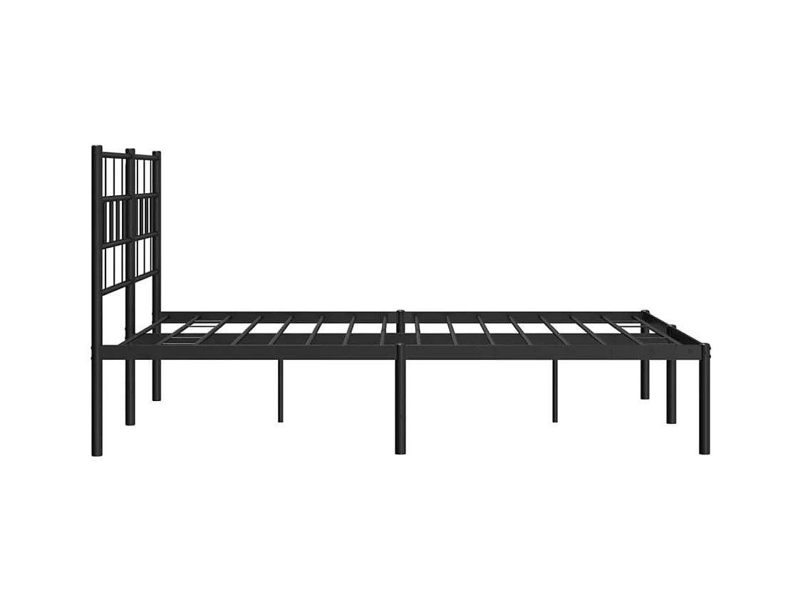 Cadre de lit métal sans matelas et tête de lit noir 160x200 cm