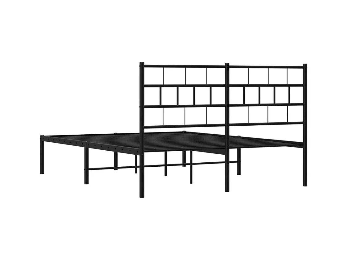 Cadre de lit métal sans matelas et tête de lit noir 160x200 cm