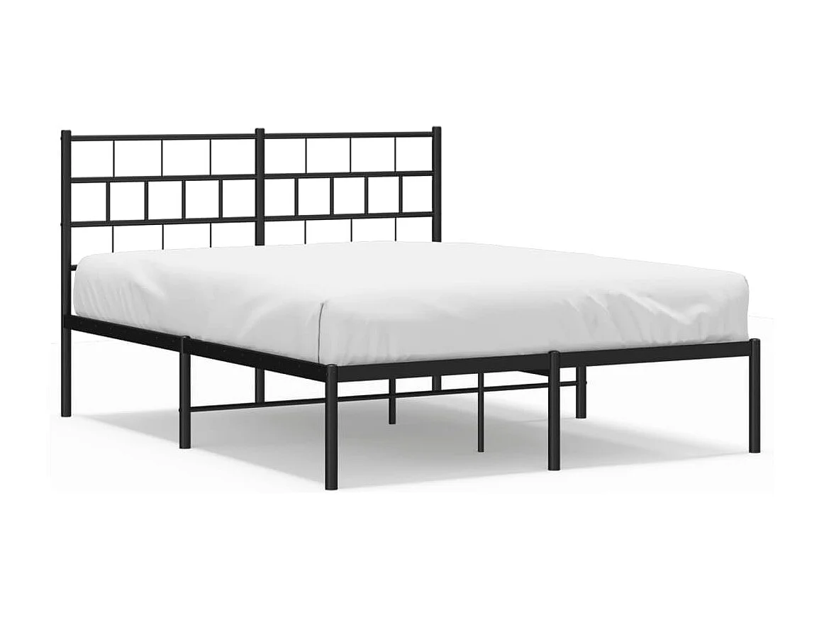 Cadre de lit métal sans matelas et tête de lit noir 160x200 cm