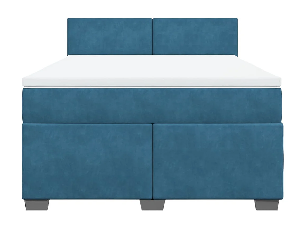 Giroletto a Molle con Materasso Blu 160x200 cm in Velluto