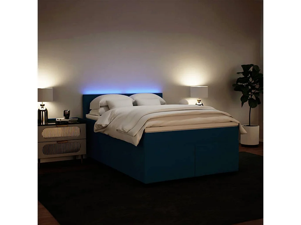 Giroletto a Molle con Materasso Blu 160x200 cm in Velluto