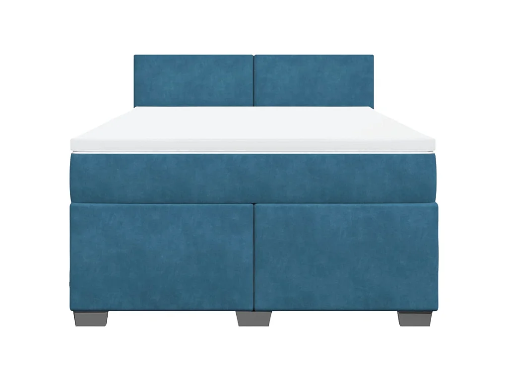 Giroletto a Molle con Materasso Blu 160x200 cm in Velluto