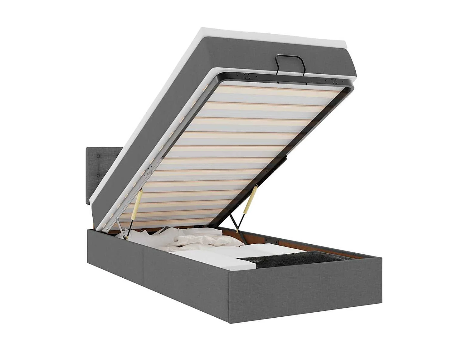 Ottoman bed met matras 90x190cm stof donkergrijs