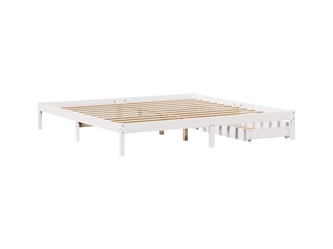 Cadre de lit sans matelas blanc 180x200 cm bois massif de pin