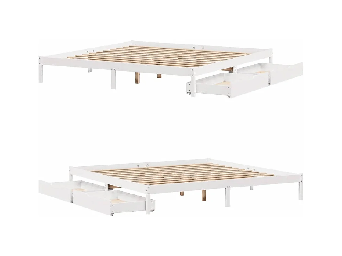 Cadre de lit sans matelas blanc 180x200 cm bois massif de pin