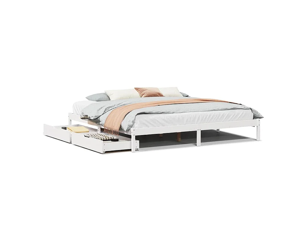 Bedframe zonder matras massief grenenhout wit 180x200 cm