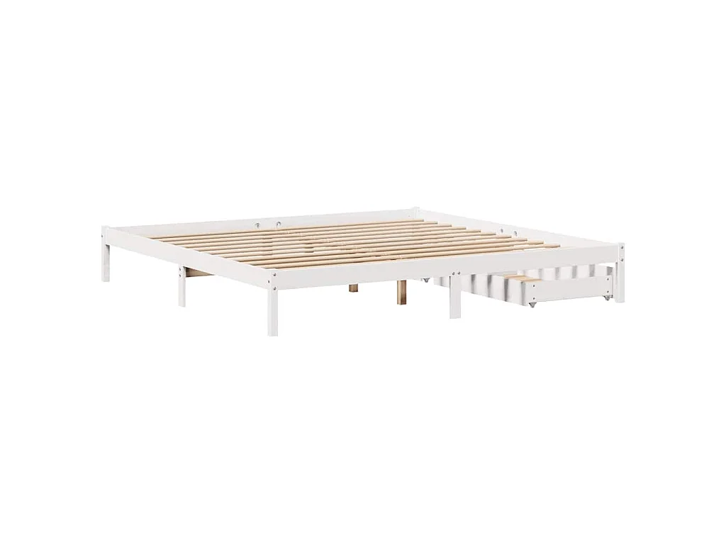 Bedframe zonder matras massief grenenhout wit 180x200 cm