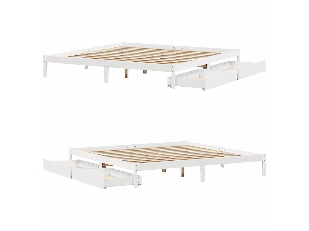 Bedframe zonder matras massief grenenhout wit 180x200 cm