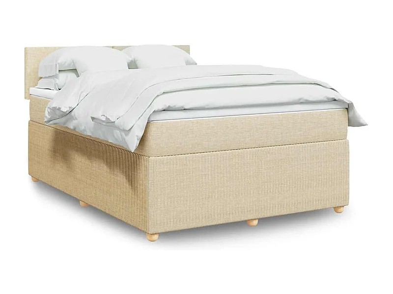 Boxspringbett mit Matratze Creme 140x190 cm Stoff
