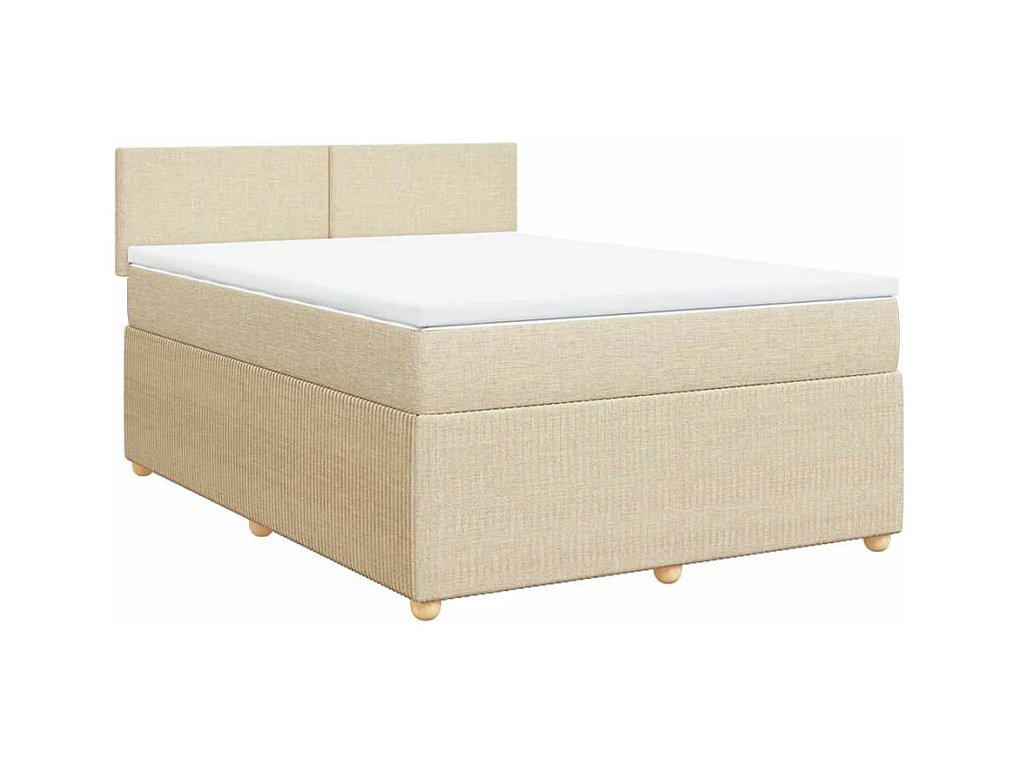 Sommier à lattes de lit avec matelas Crème 140x190 cm Tissu