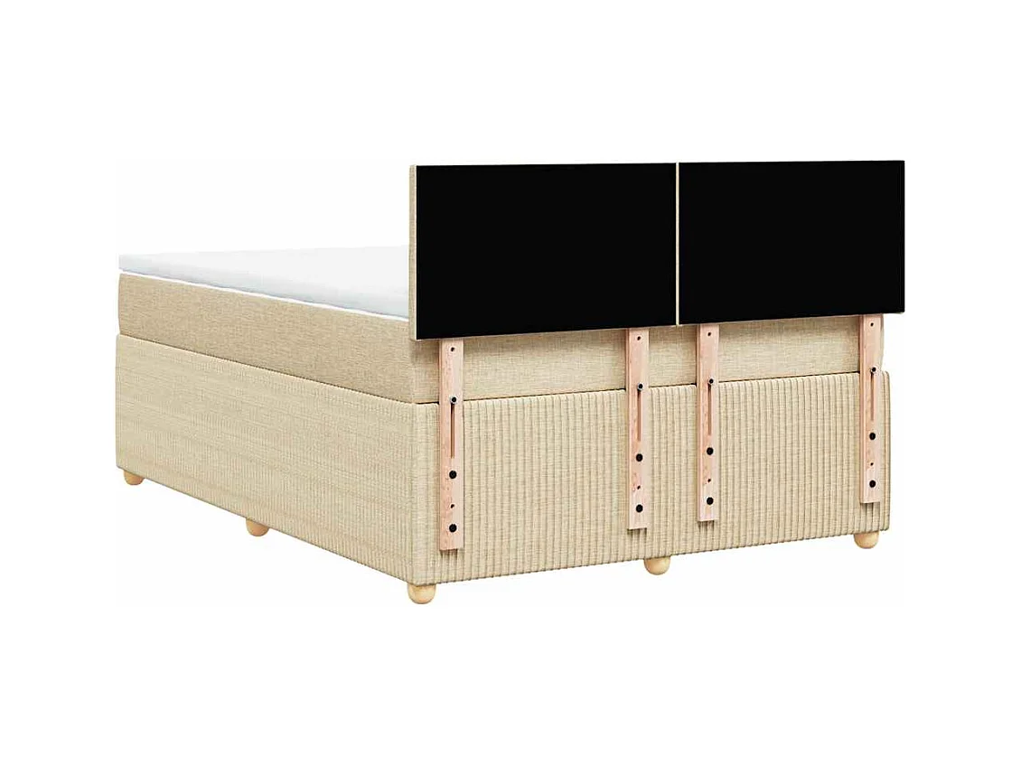 Sommier à lattes de lit avec matelas Crème 140x190 cm Tissu