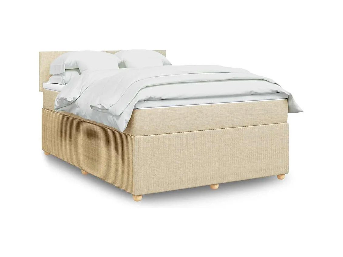 Sommier à lattes de lit avec matelas Crème 140x190 cm Tissu