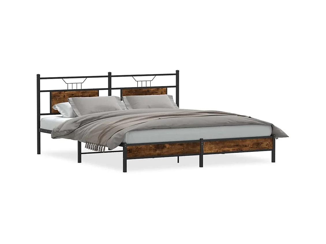 Bettgestell ohne Matratze Räuchereiche 160x200 cm Holzwerkstoff