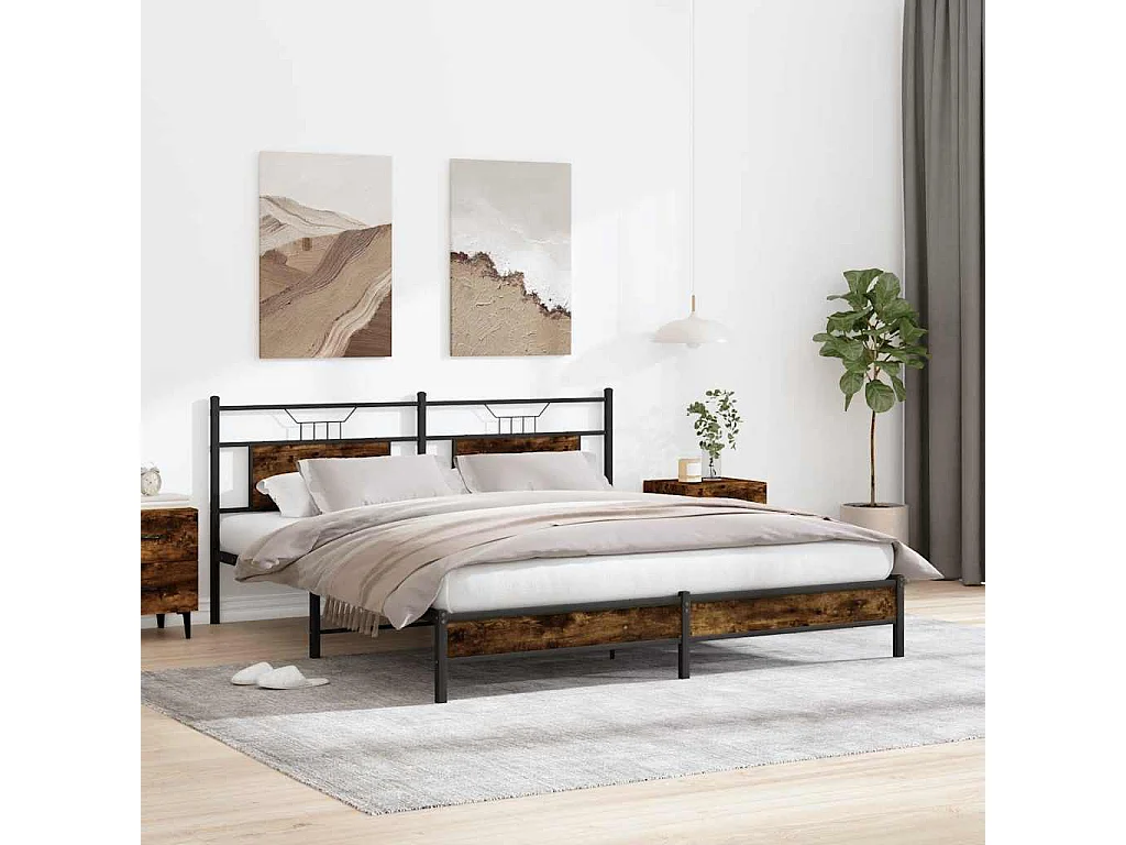 Bedframe zonder matras hout gerookt eikenkleurig 160x200 cm