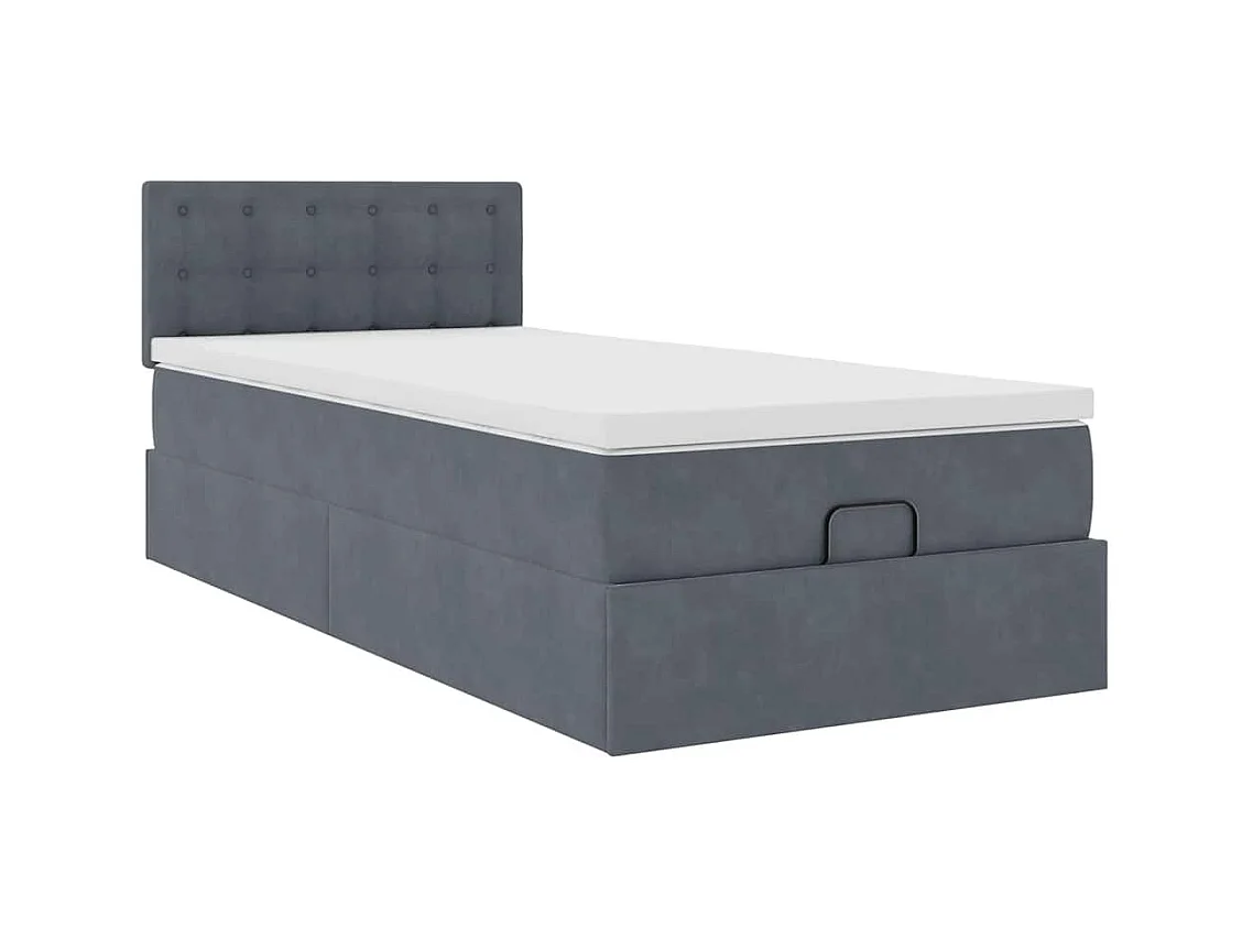 Ottoman-Bett mit Matratze & LEDs Dunkelgrau 90x200 cm Samt