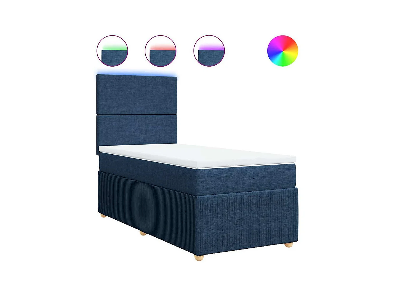 Boxspringbett mit Matratze Blau 100x200 cm Stoff