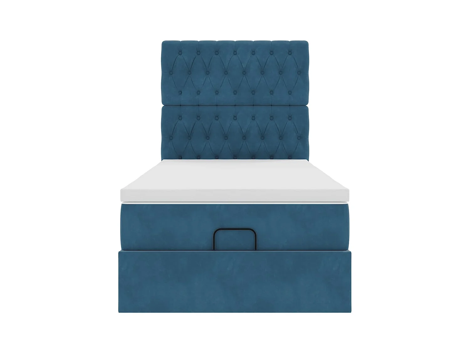 Cadre de lit ottoman avec matelas bleu foncé 100x200 cm velours