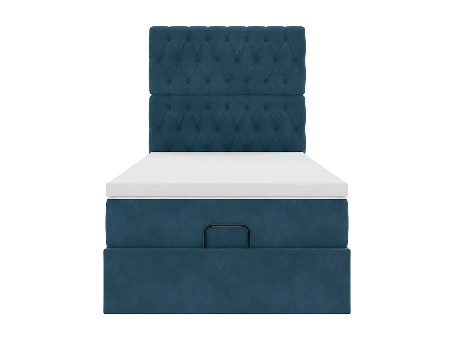 Ottoman-Bett mit Matratzen Dunkelblau 100x200 cm Samt