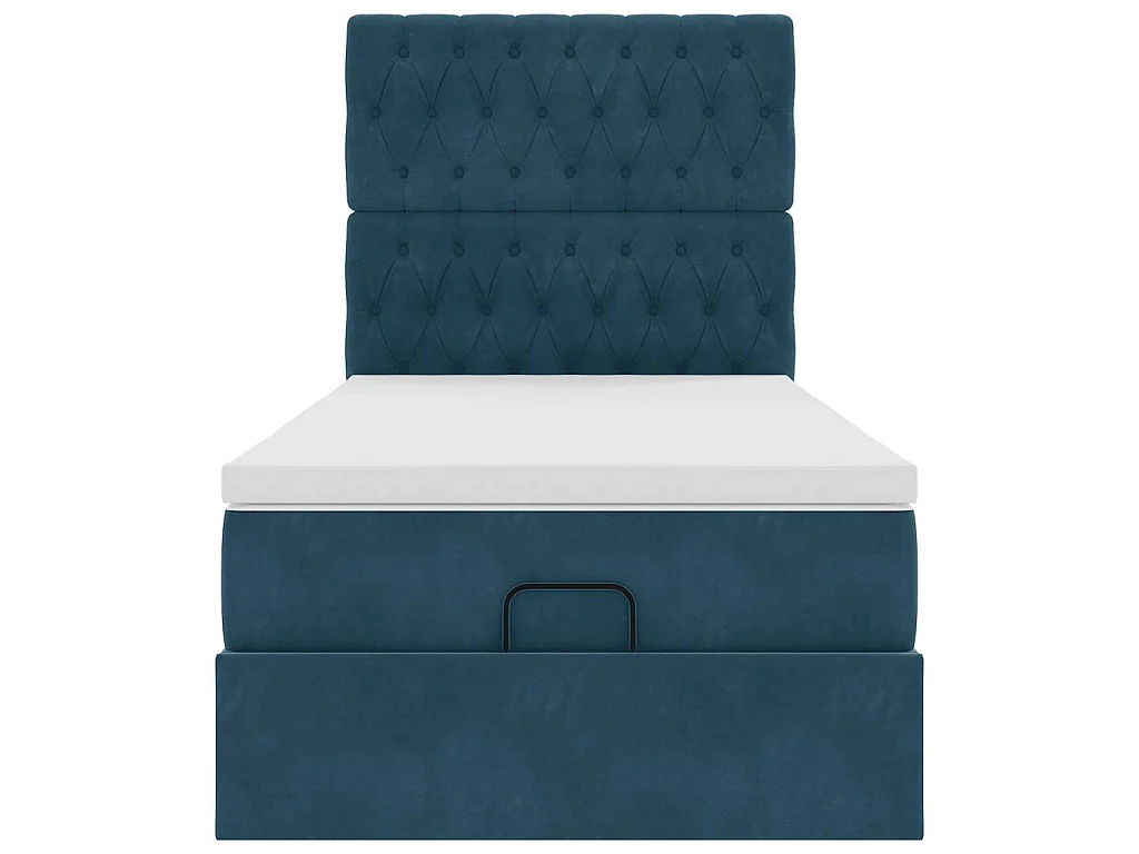 Ottoman bed met matrassen 100x200cm fluweel donkerblauw