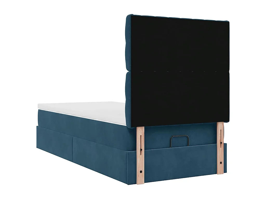 Ottoman bed met matrassen 100x200cm fluweel donkerblauw
