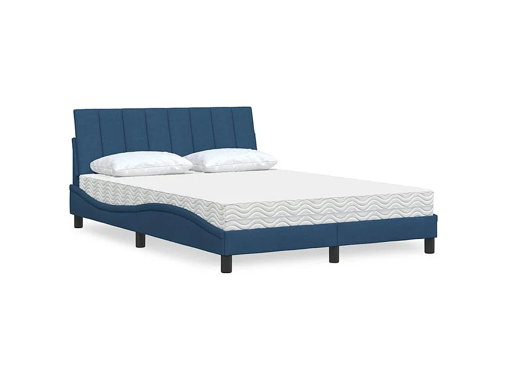 Letto con Materasso Hanko Blu 140x190 cm in Tessuto