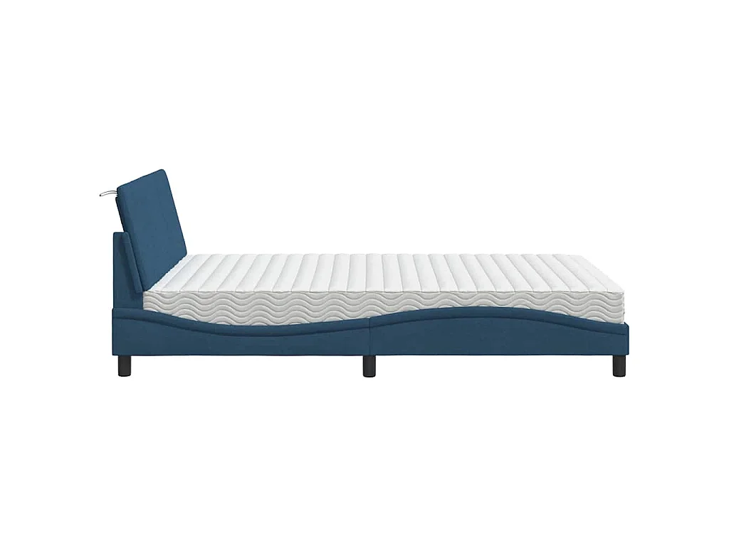 Letto con Materasso Hanko Blu 140x190 cm in Tessuto