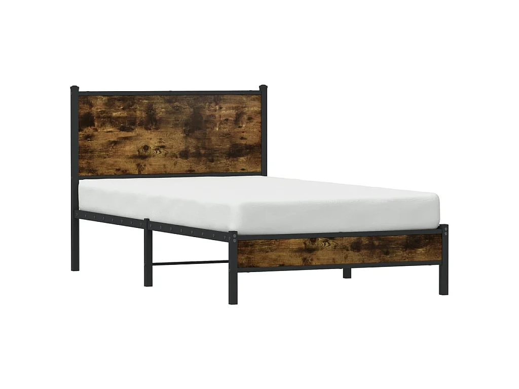 Bedframe zonder matras metaal gerookt eikenkleurig 100x190 cm