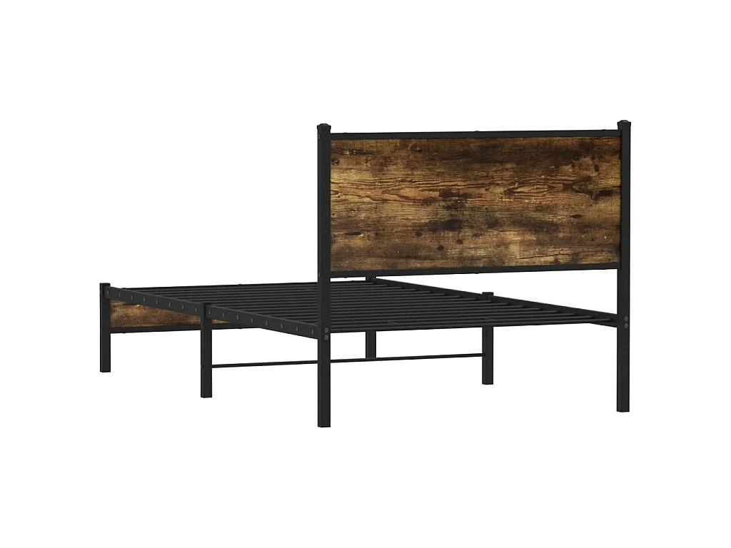 Bedframe zonder matras metaal gerookt eikenkleurig 100x190 cm