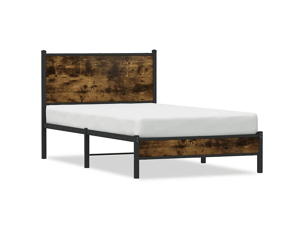 Bedframe zonder matras metaal gerookt eikenkleurig 100x190 cm