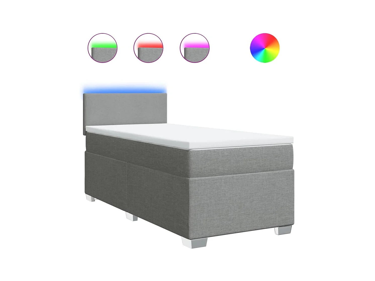 Sommier à lattes de lit avec matelas Gris clair 90x200 cm Tissu