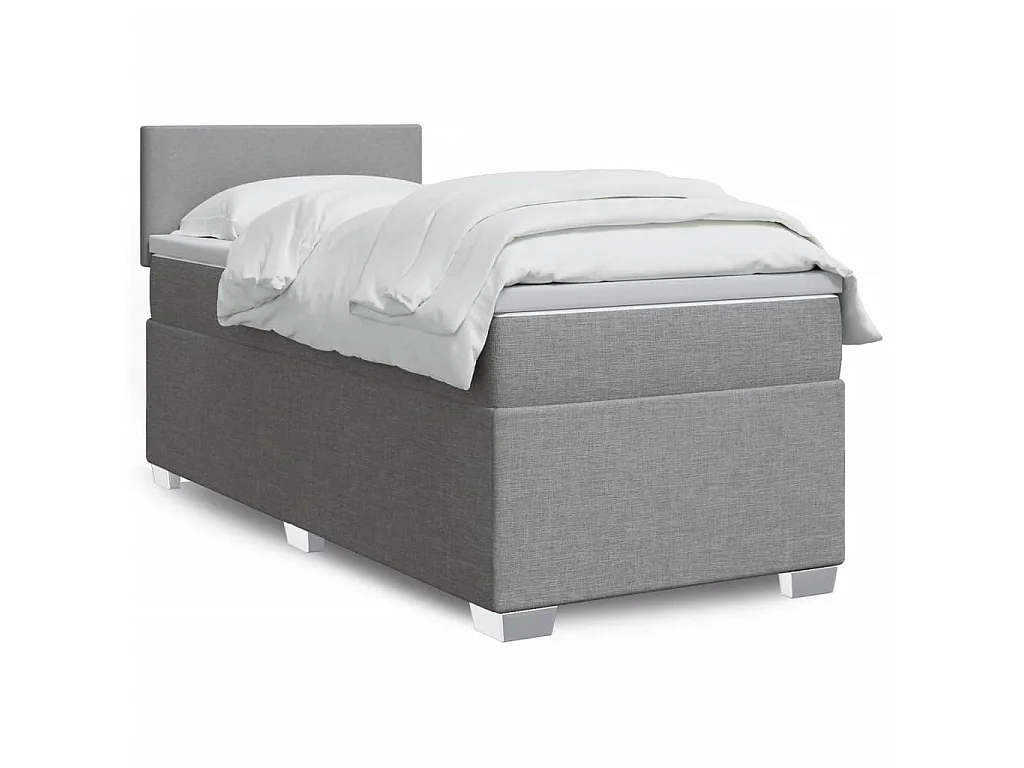 Cama com molas/colchão 90x200 cm tecido cinza-claro