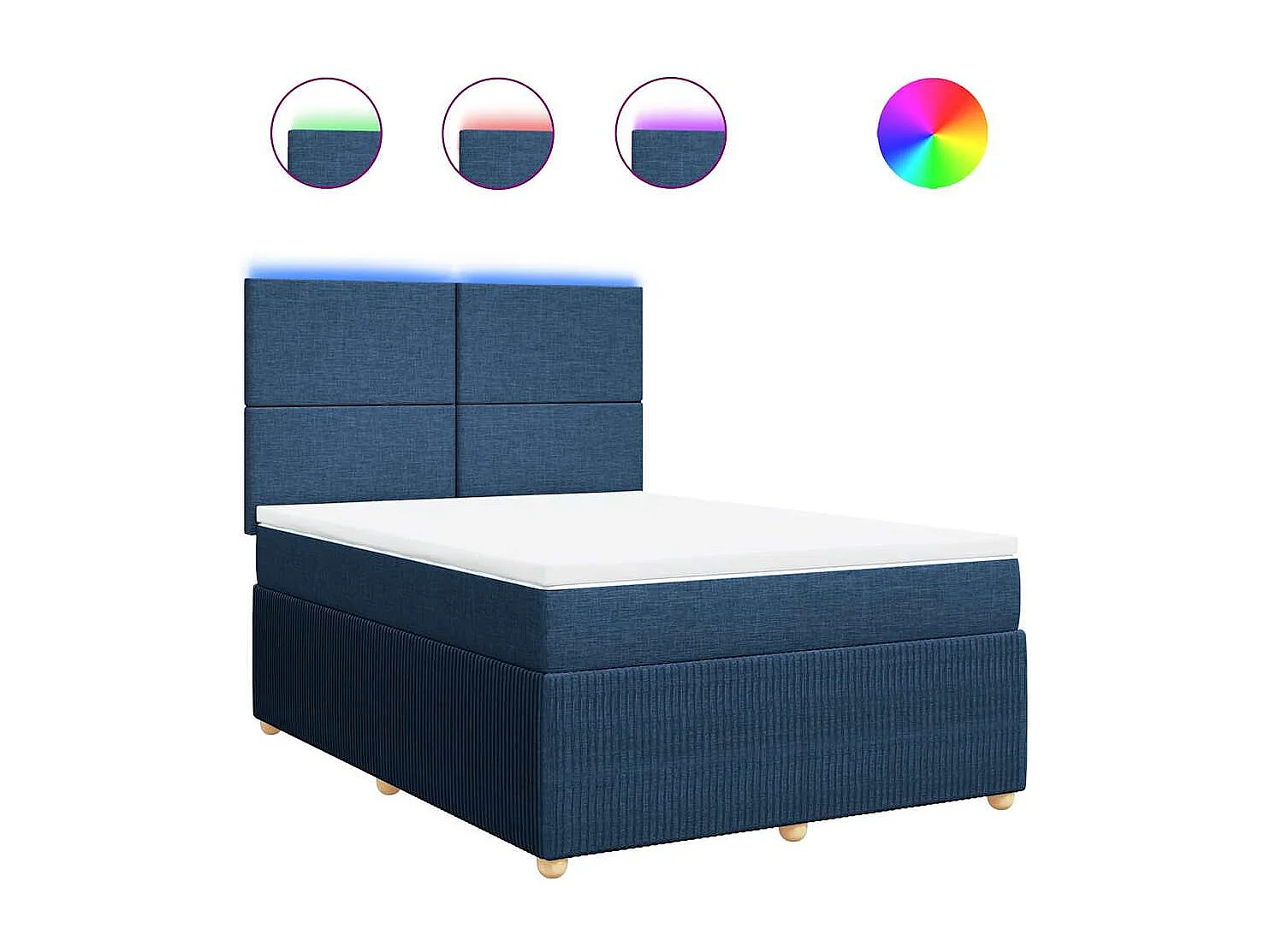 Sommier à lattes de lit avec matelas Bleu 160x200 cm Tissu